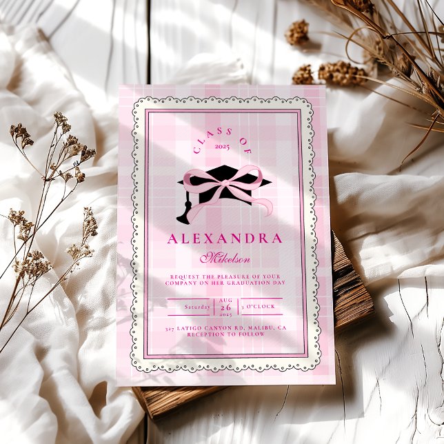Invitación Graduación de Coquette Pink Bow (Subido por el creador)