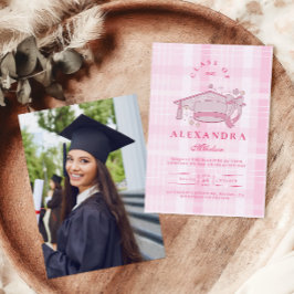 Invitación Graduación de Coquette Rosa de Foto