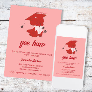 Invitación Graduación de Cowboy Boots y Cap de los países occ
