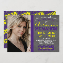 Invitación Graduación de cromatografía moderna morada y amari