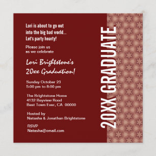 Invitación Graduación de cualquier año Burgundy y Patrón Estr