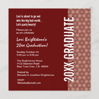 Invitación Graduación de cualquier año Burgundy y Patrón Estr