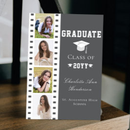Invitación Graduación de cuatro Collages de fotos | Gris