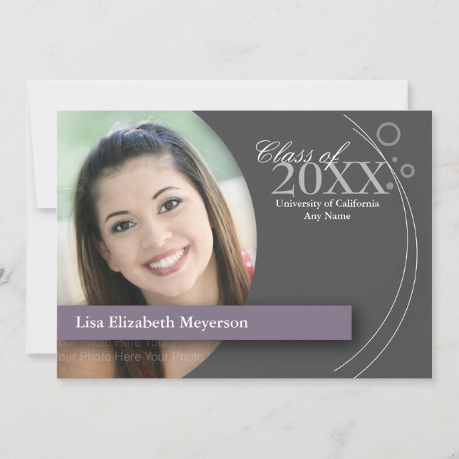 Invitación Graduación de curvas y puntos: Personalizado morad (Anverso)