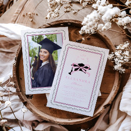 Invitación Graduación de Cute Photo Pink Coquette Bow