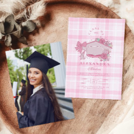 Invitación Graduación de cutis rosada de Coquette Retro de Fo