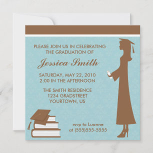 Invitación Graduación de damasco azul