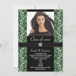 Invitación Graduación de Damasco verde claro elaborada