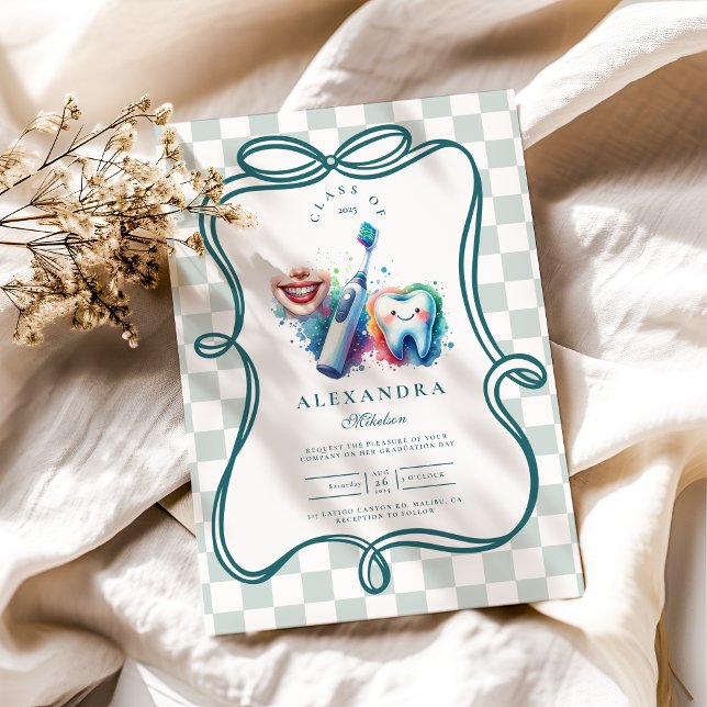 Invitación Graduación de Dentista de acuarela colorida (Subido por el creador)