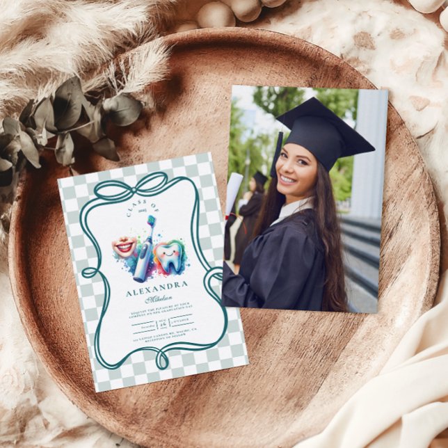 Invitación Graduación de Dentista de acuarela colorida (Subido por el creador)