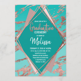 Invitación Graduación de Diamante de Mármol Verde Verde azula