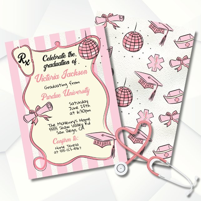Invitación Graduación de Discoteca Médica Rosa dibujada a man (Subido por el creador)