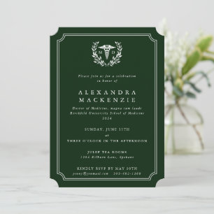 Invitación Graduación de Doctor en Medicina Caduceo Verde Osc