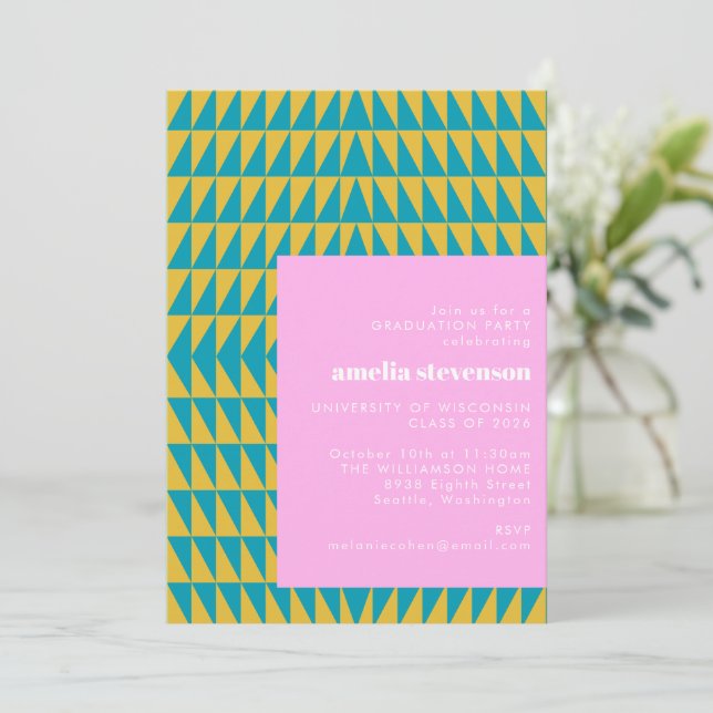 Invitación Graduación de dopamina moderna geométrica (Anverso de pie)