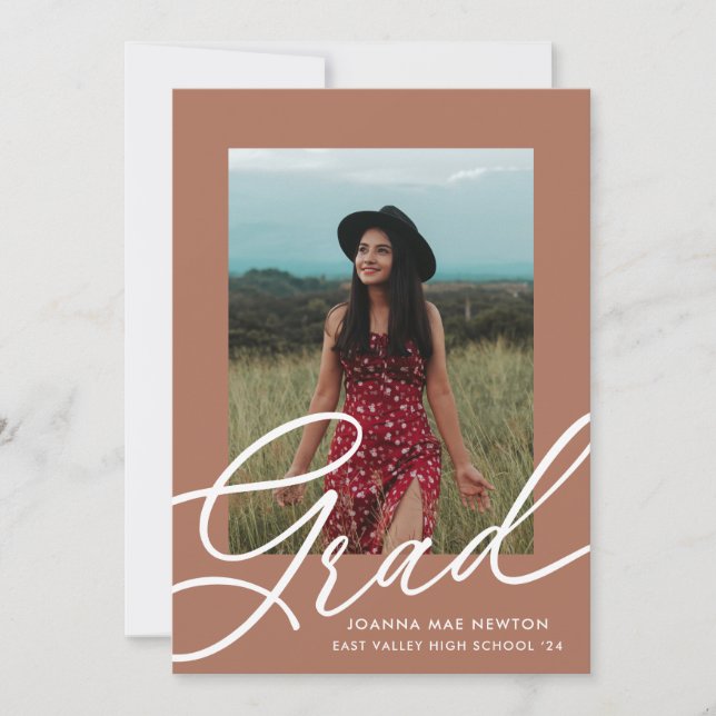 Invitación Graduación de dos fotografías de guión moderno (Anverso)