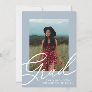 Invitación Graduación de dos fotografías en guión azul