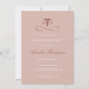 Invitación Graduación de enfermera Fiesta de grado rosa 