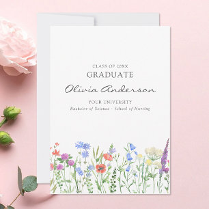 Invitación Graduación de enfermera floral 