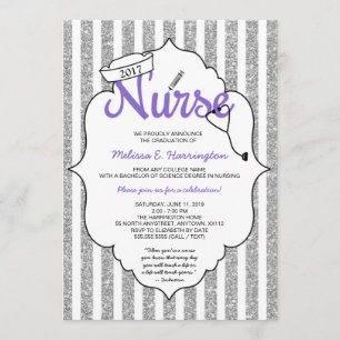 Invitación Graduación de enfermera morada fiesta de la ceremo