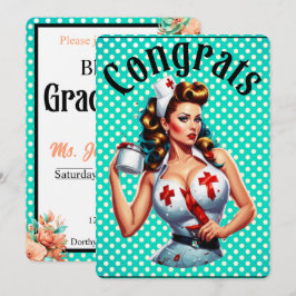 Invitación Graduación de Enfermera Pinup Bendita