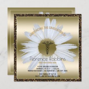 Invitación Graduación de enfermera RN  Ceremonia Gold Daisy P