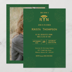 Invitación Graduación de Enfermeras con licencia de Oro Verde