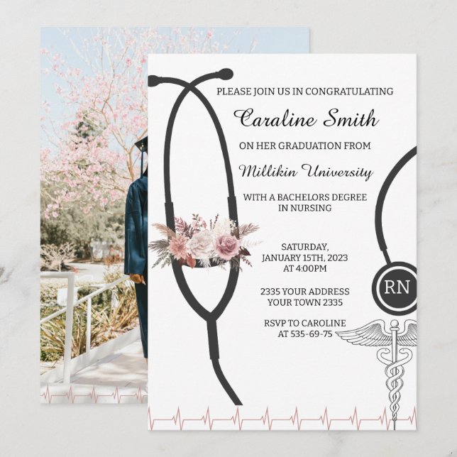 Invitación Graduación de Enfermería (Anverso / Reverso)