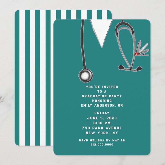 Invitación Graduación de enfermería (Anverso / Reverso)