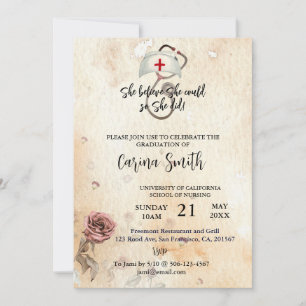 Invitación Graduación De enfermería Cree Que Podría Vintage