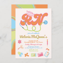 Invitación Graduación de enfermería de los años 70 del Retro