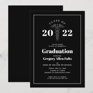 Invitación Graduación de Enfermería Masculina Médica Negra y