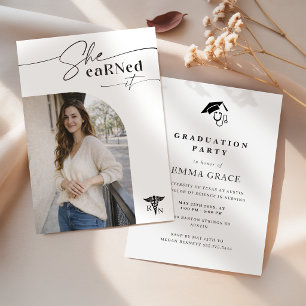 Invitación Graduación de Enfermería RN Elegante Moderna