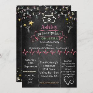 Invitación Graduación de enfermero de Chalkboard