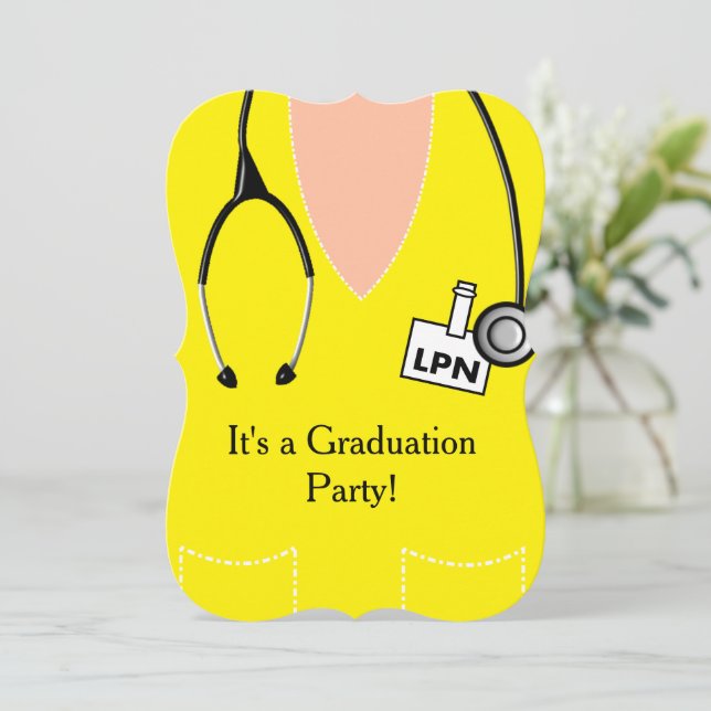 Invitación Graduación de enfermero de LPN Amarillo (Anverso de pie)