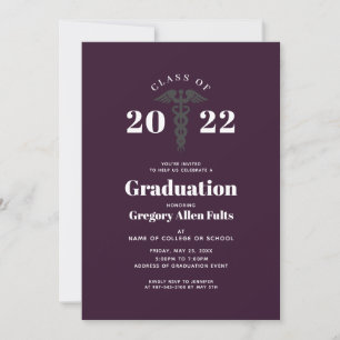 Invitación Graduación de enfermero púrpura 2022 Licenciado en