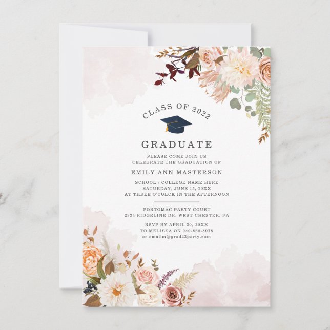 Invitación Graduación de Fiesta de grado floral 2025 (Anverso)