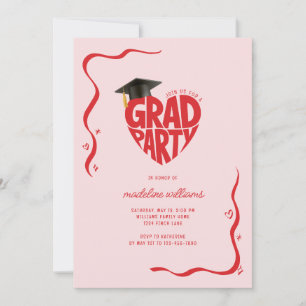 Invitación Graduación de Fiesta de Whimsical Heart Grad
