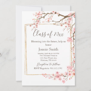 Invitación Graduación de Flor de Cerezo Rosa Suave