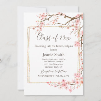 Invitación Graduación de Flor de Cerezo Rosa Suave