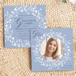 Invitación Graduación de flor de flores silvestres azul chamb