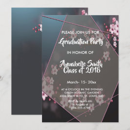 Invitación Graduación de Floral Geométrica con flores de cere