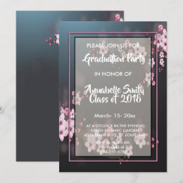 Invitación Graduación de Floral Geométrica con flores de cere
