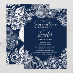 Invitación Graduación de Florales Ilustrativas de la Marina B