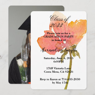 Invitación Graduación de flores de amapola tu foto