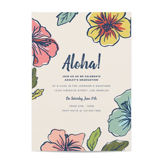 Invitación Graduación de flores hawaianas de Aloha (Subido por el creador)