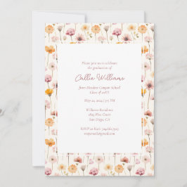 Invitación Graduación de Flores Silvestres Boho Floral Waterc