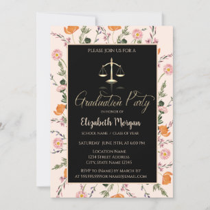 Invitación Graduación de flores silvestres de la escala Gold 