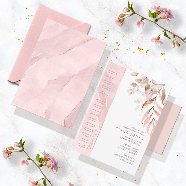 Invitación Graduación de Foliage de ensueño Rubor Pink ID911 (Subido por el creador)