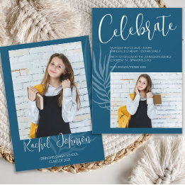 Invitación Graduación de Foto Azul