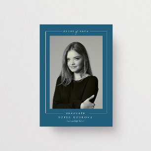 Invitación Graduación de Foto Azul Moderno Elegante